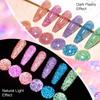 MEET ACROSS 7ml Colorful Reflective Glitter Gel Nail Polish Sparkly Glitter Shimmery Gel Soak Off Gel Polish Manicure Nail Salon Varnish