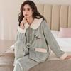 "Chunbaifen Women's Thick Coral Fleece Pajamas - Autumn/Winter Large Size Flannel Sleepwear for Middle-Aged and Elderly"