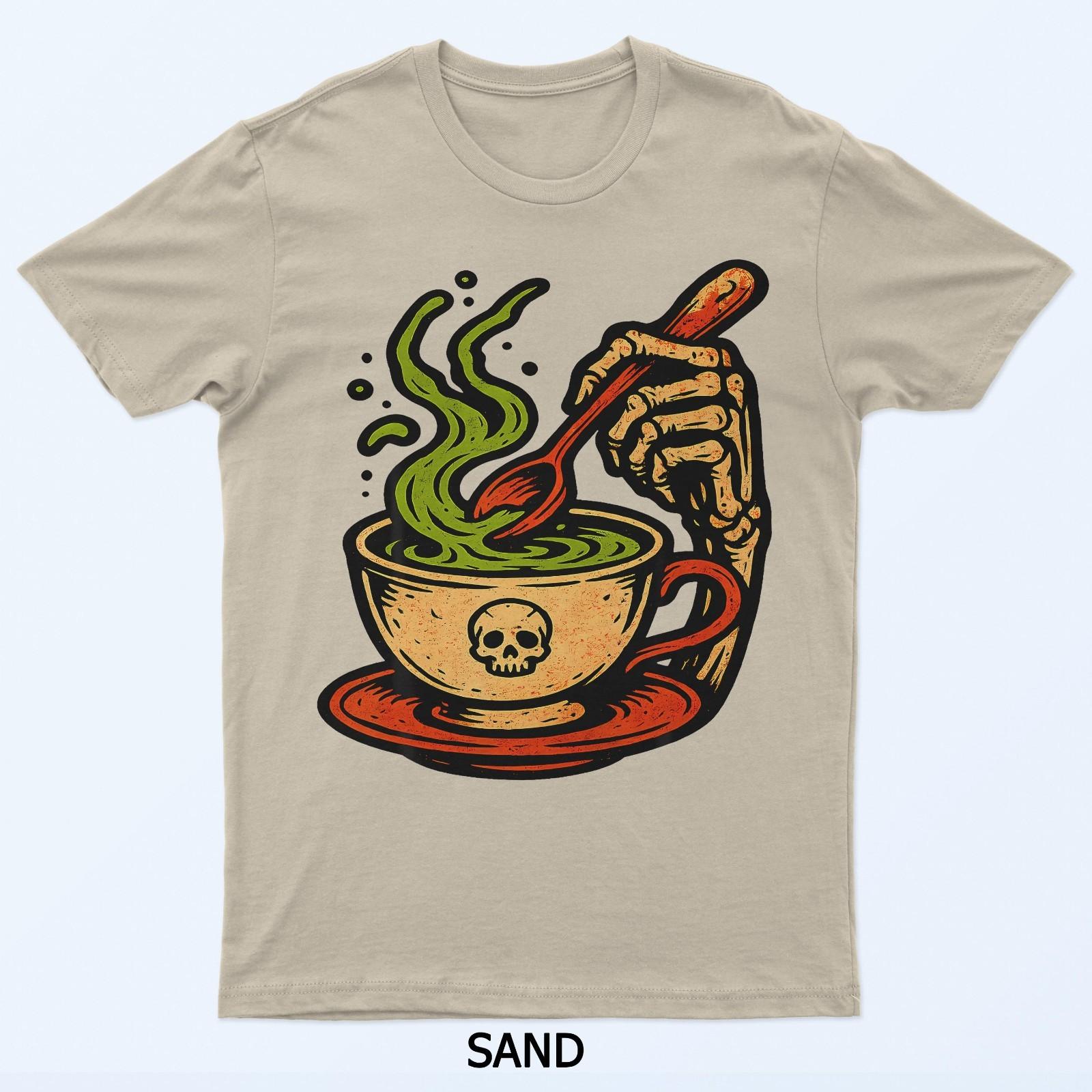 Skeleton Coffee Spooky Skull Brew For Halloween Lover Fans T-Shirt M