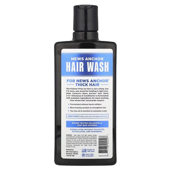 Duke Cannon Supply Co. News Anchor® Hair Wash, 2 In 1 Shampoo & Conditioner, Naval Diplomacy, Bergamot + Aquatic Musk, 14 Fl Oz (414 Ml)