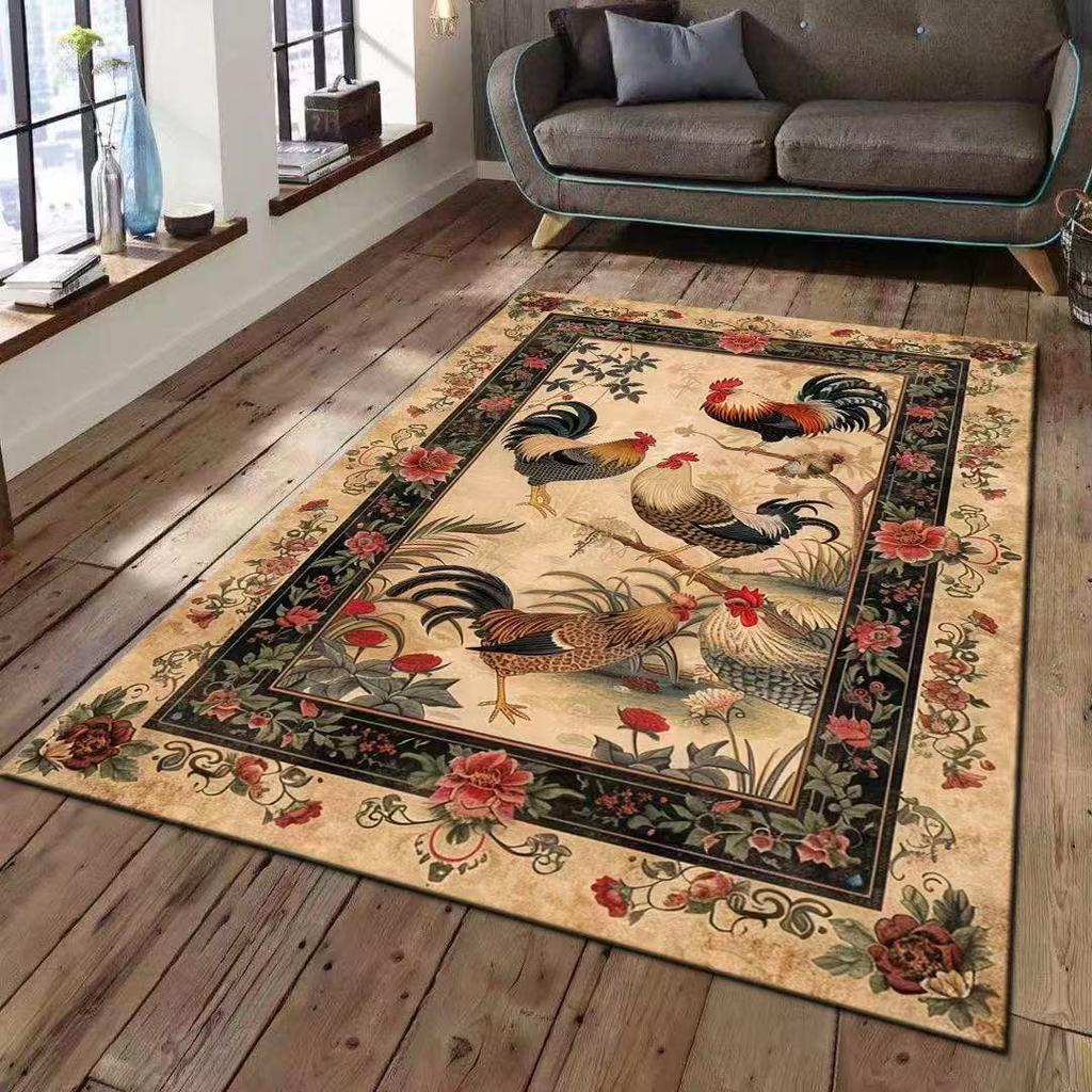 Китайський Традиційний Візерунок Півня та Півонії Квітковий Килим Нековзний Килимок для Вітальні Домашній Декор Східний Декор