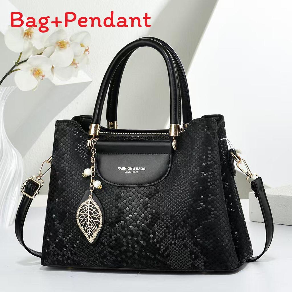 Pu Snake Skin Handbag With Zipper Closure For Daily Casual Use