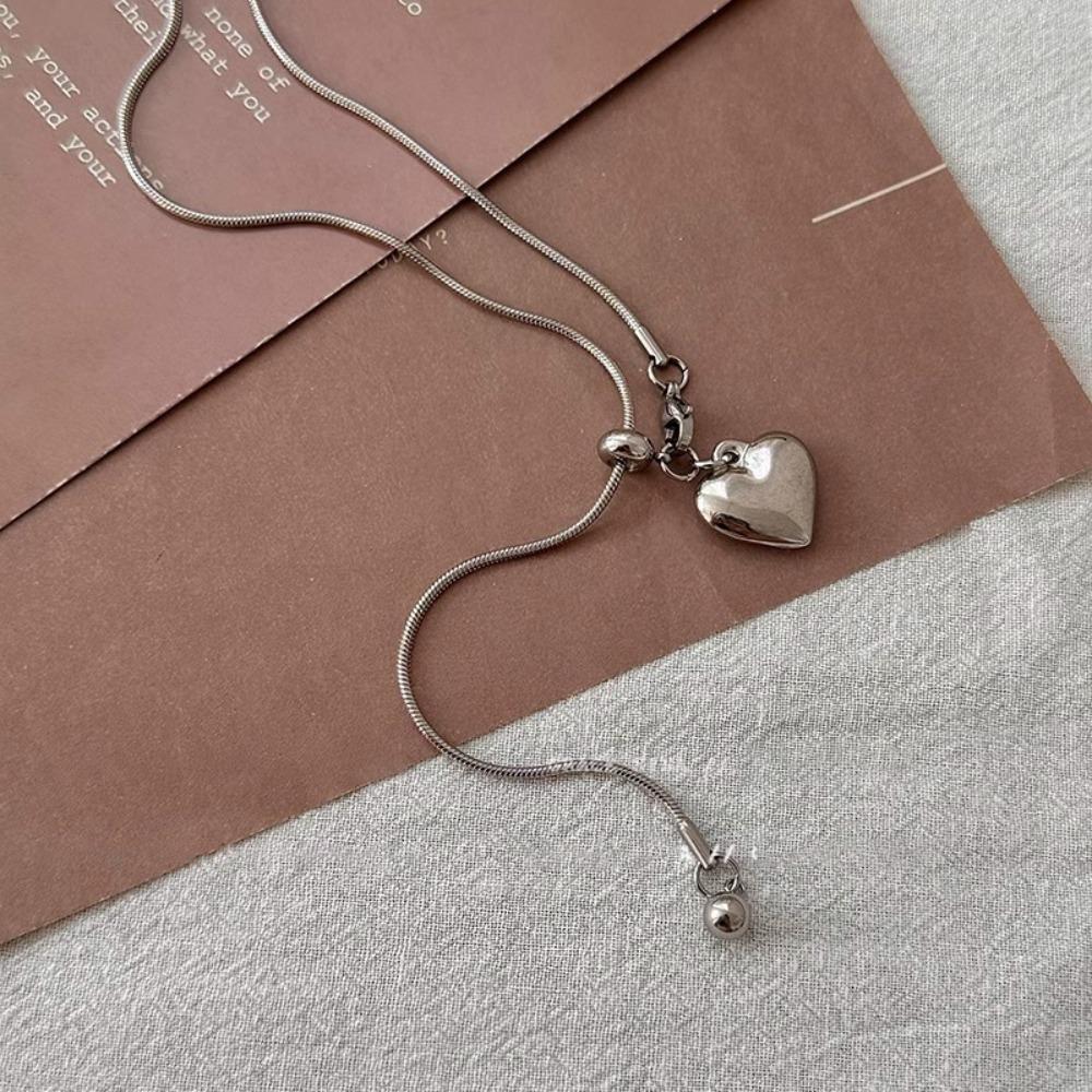 Adjustable Clavicle Chain Long Sweater Chains New Love Heart Pendant Necklace  Jewelry