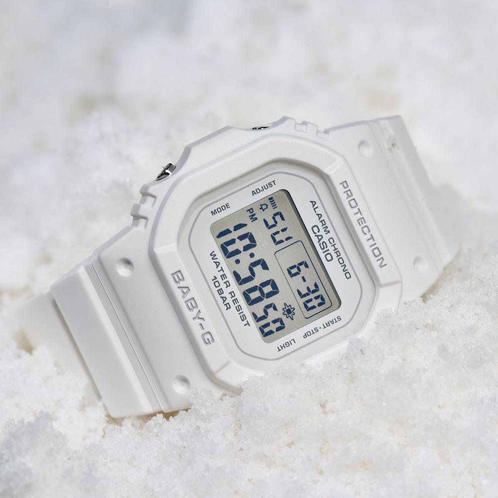 Casio Baby-G Classic Square Trendy Waterproof Student Lightweight Simple Youth White Quartz Movement Resin Strap Women watches BGD-565-7PR