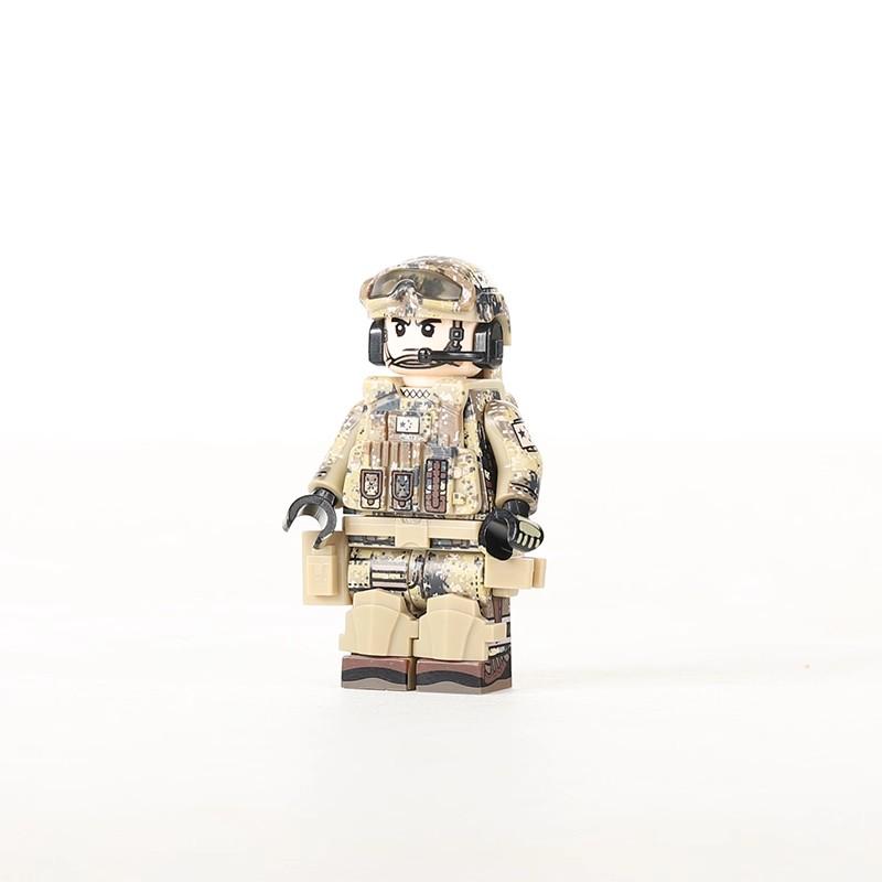 Advanced Printing China Desert Army Special Forces MOC Mini Figures Accessories Vests Helmet Military Building Blocks Toy