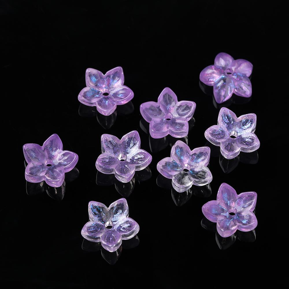 20pcs Glass Flower Shaped Beads Caps Five Petaled Flowers Loose Spacer Beads for DIY Jewelry Making Bracelet Necklace Supplies