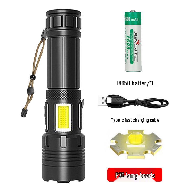 XHPp50 Aluminum Alloy Waterproof Flashlight with Telescopic Zoom & USB Charging