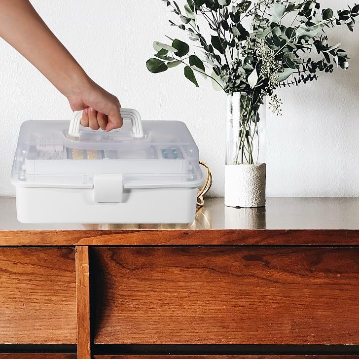 Large-capacity 3-tier Toolbox, Storage Box, Semi-transparent, 180-degree Opening, Internal Interlocking, Handle, Multi-functional Storage Box,