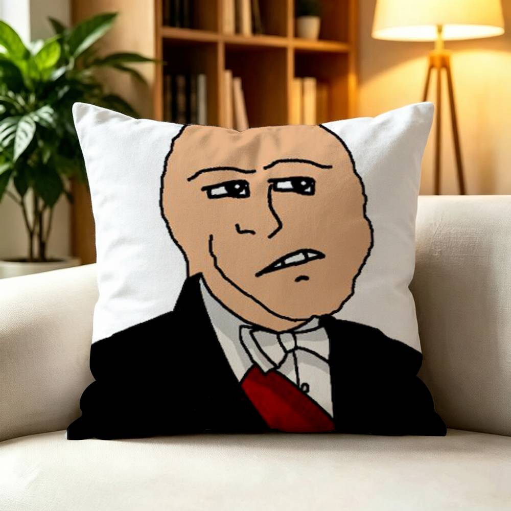 Feels Guy Wojak Meme Funny Double-Sided Printed Cushion Cover Bedroom Bedside Sofa Pillow Case