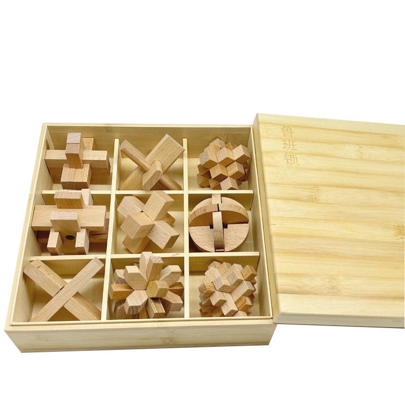 Kongming & Luban Interlocking Puzzle Set: Educational Toys for 7+ Year Olds, Enhancing Intelligence and Relaxation with Nine Building Blocks.
