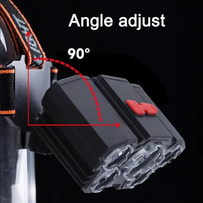 300LM Portable LED Headlamp 5 LEDs Flashlight USB Rechargeable 3 Lighting  Modes for Outdoor Camping Fishing Head Light Headlamp