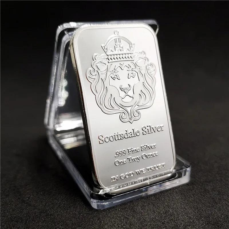 Square Silver Plated Commemorative Bar Exquisite Lion Chariot Goddess Pattern Collectible Art Crafts Holiday Souvenir Gift Home