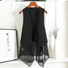 Gilet d'été pour femmes en mousseline, long sans manches, gilet irrégulier, léger, asymétrique, décontracté, vêtement d'extérieur