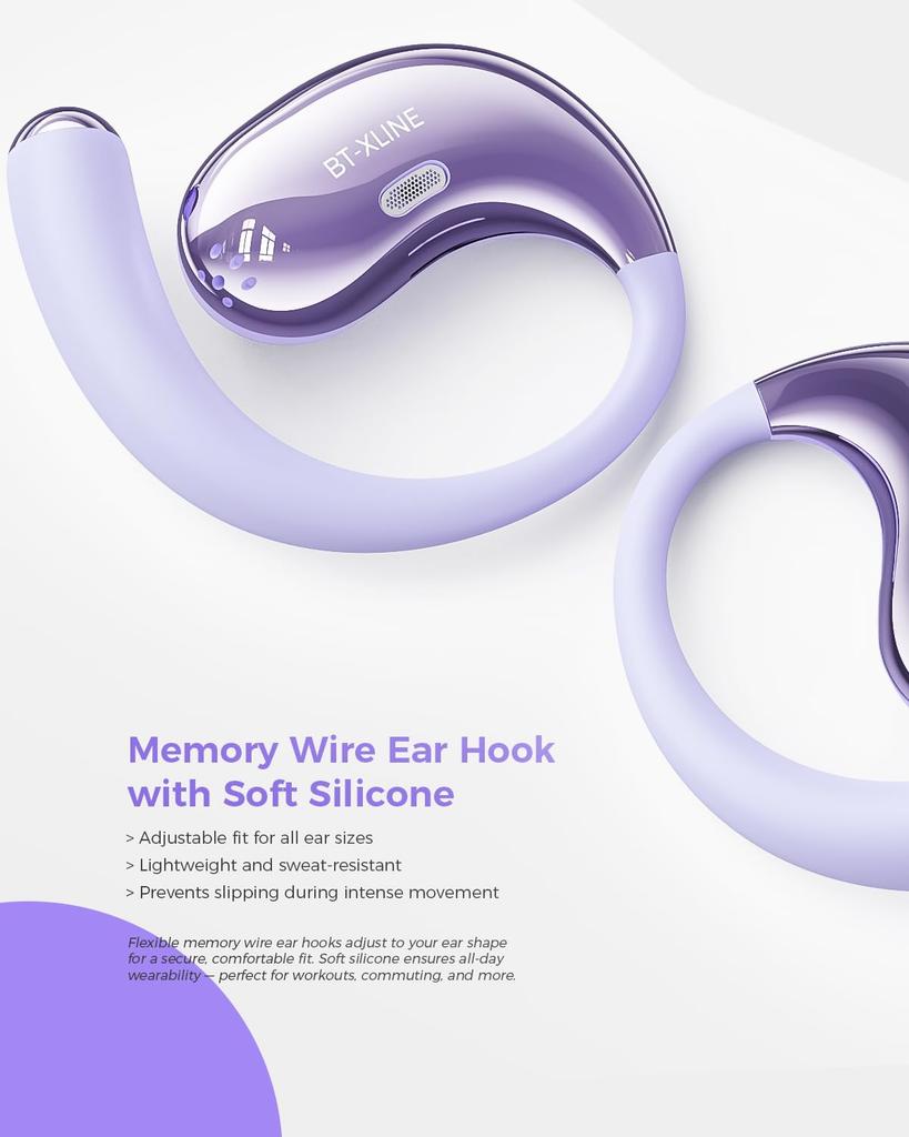 Bluetooth Earphones Battery Lightweight Design Wireless Sports Headphones for the and Travel Ear-hook 6.0 Open-Ear 36-Hour Life, Noise-Canceling