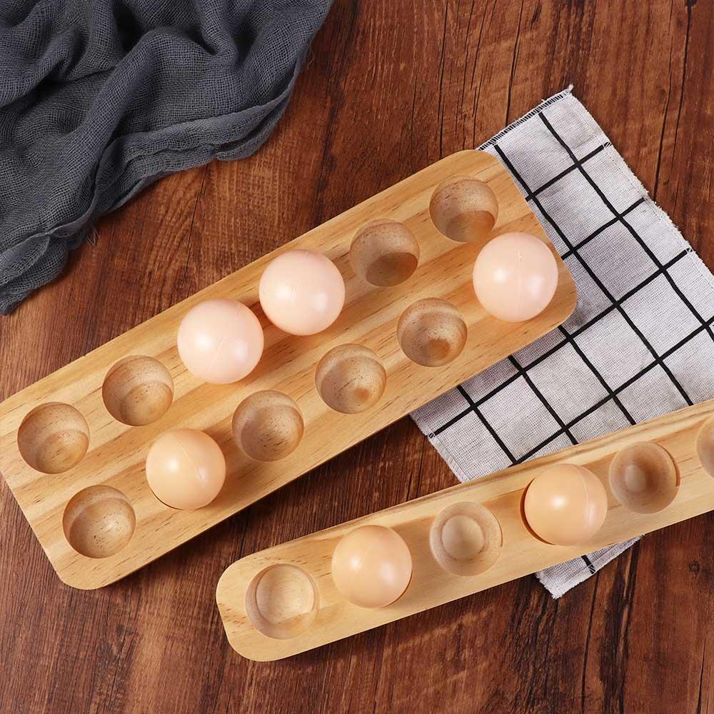 Multi-Compartment Wooden Egg Holder Japanese-style Egg Storage Rack Egg Plate  Refrigerator