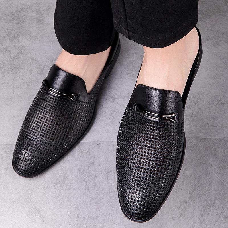 Fashion Genuine Leather Low Heel Slippers Breathable Male Half Footwear Business Casual Flats Half Drag New Arrival Men's Muller Shoes