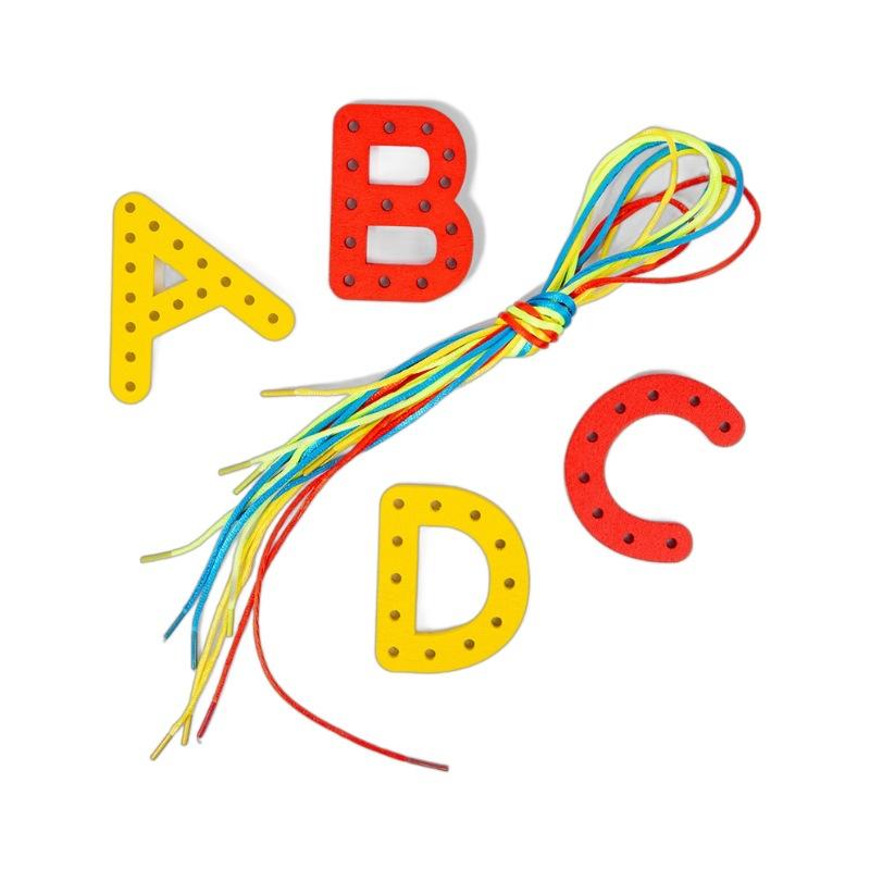 Numerical Letter Block Bead Childrens Rope Wearing Game Fine Motor Training Montessori Early Education Puzzle Toy