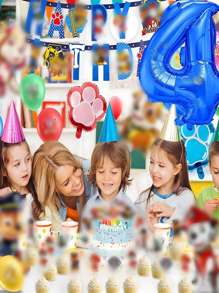 Salywin Birthday Decoration Balloon Set 4 Years Old Kids Happy Birthday Cake Topper Girl Boy 53 Pieces Party Supplies