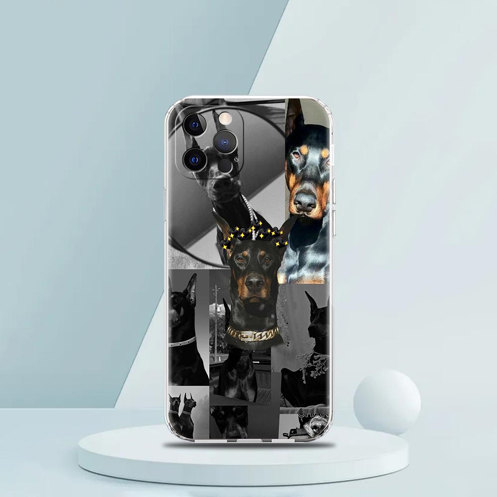 Doberman Dog Case for iPhone 16 15 14 13 12 Pro Max Cover Transparent Soft for iPhone 11 Pro Max 7 8 Plus XS XR Shell Capas Bags