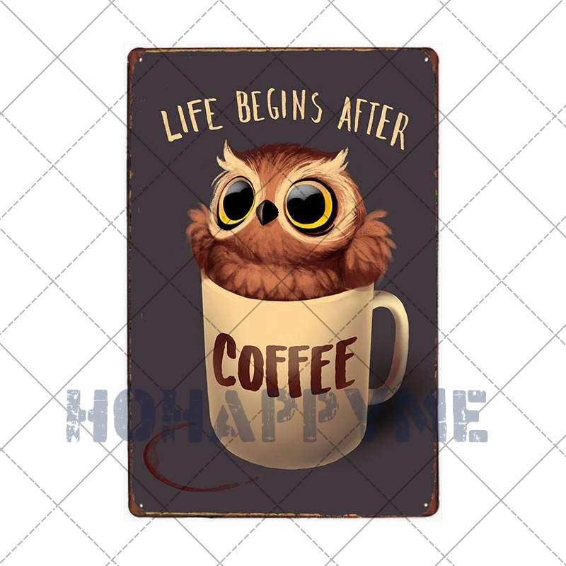 Letrero de Café Retro Decoración de Café Bar Placa Vintage Tienda de Bebidas Decorativo Pared Pub Club Póster 20x30cm