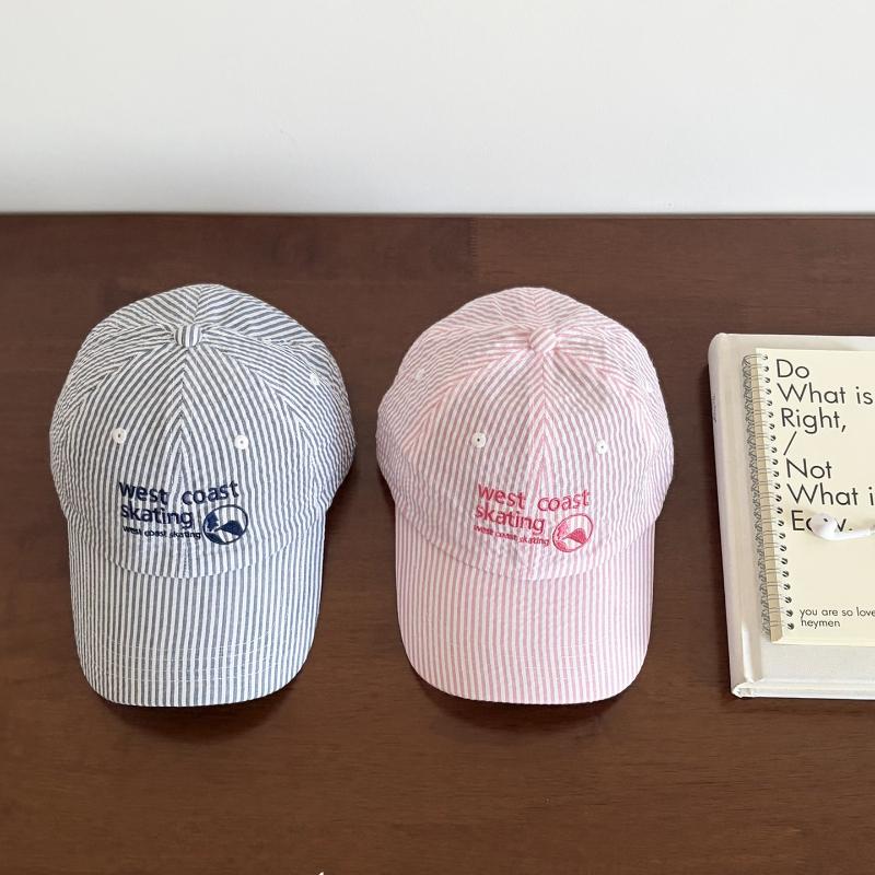 1pc Striped Embroidered Baseball Cap for Women,outdoor Leisure Korean Style Fresh and Cute Sunshade Cap,suitable for Daily Wear