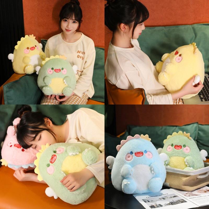 Niedliches Engel Dinosaurier Plüschtier Kissen für Kinder, PP Baumwolle gefüllt weicher Stoff, Perfektes Geburtstagsgeschenk, 30*26cm