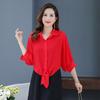 Large Size Female Chiffon Shirt Outside Cardigan Summer Bow Sunscreen Clothes Air Conditioning Shirt Small Shawl Top