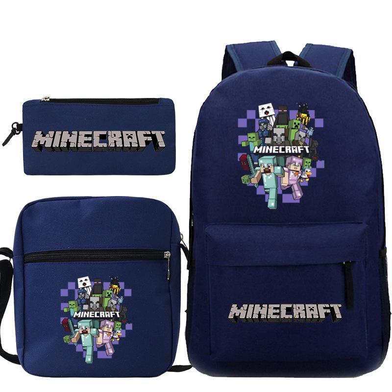 Minecraft Primary And Secondary School School Bag Children'S Backpack Backpack Shoulder Bag Pencil Case Three-Piece Set