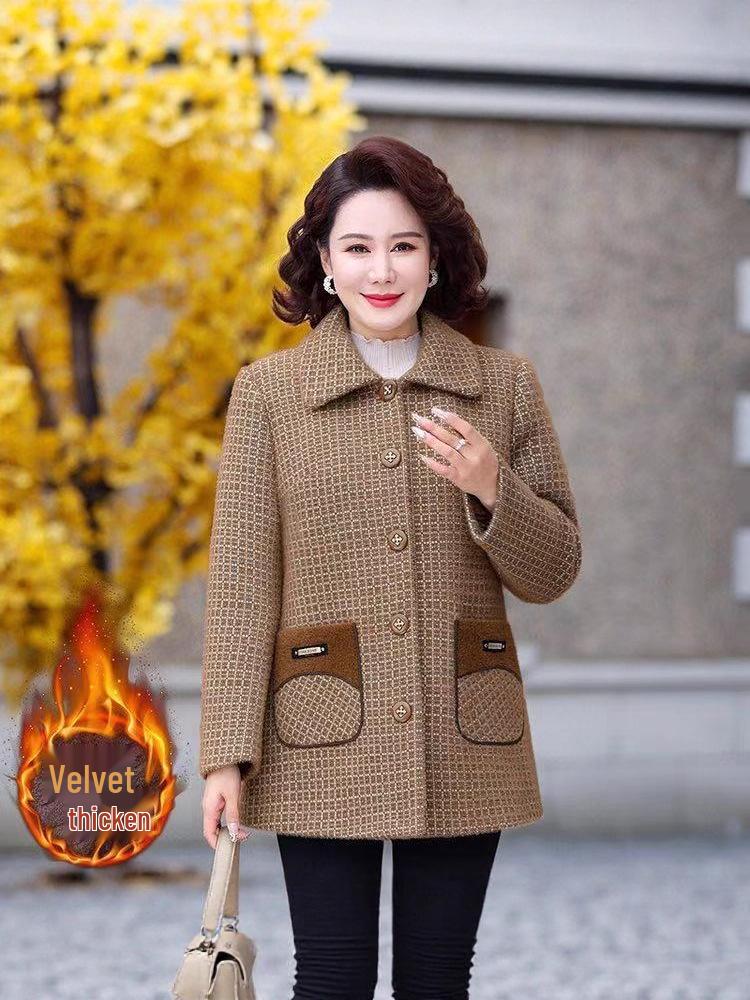 2025 Spring/Autumn Women's Lapel Jacket for Middle-Aged & Elderly - Stylish 60s/70s Inspired Outerwear for Mothers and Grandmothers