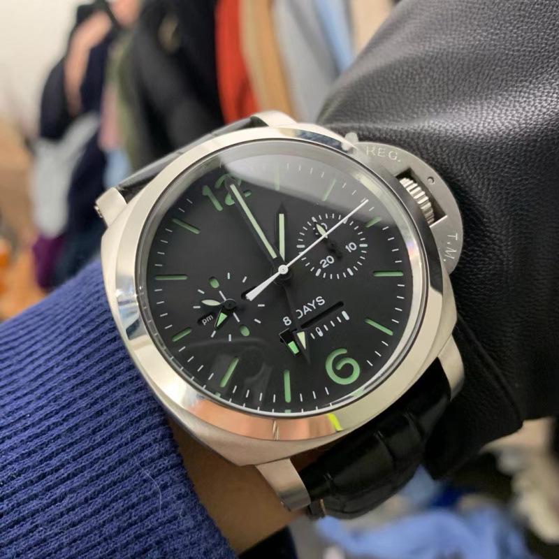 Herren Multifunktions-Automatik-Uhr mit Lederarmband