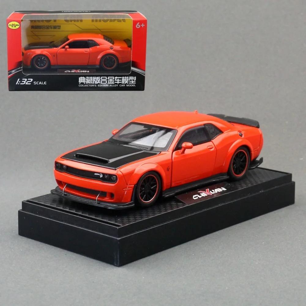 1:32 Dodge Challenger Hellcat SRT Alloy Car Model Sound Light Pull Back Metal Toy Vehicle Boy Gift Collection Miniature Voiture