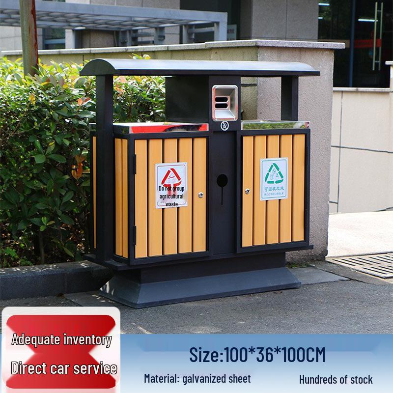 Stainless Steel Outdoor Park & Community Sorting Trash Can