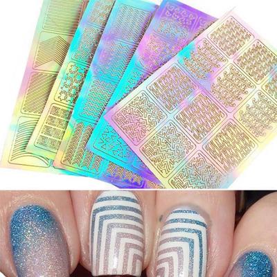 3 Sheet Nail Art Transfer Stickers 3D Design French Manicure Tips Decal Tool