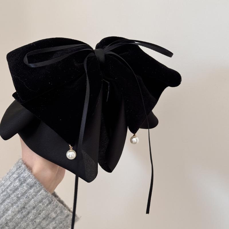 Korean Black Red Pearl Bow Hair Clips Shark Hair Claw Clip Hairpins Spring Clip  Ponytail Barrettes Hair Accessories