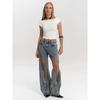 American Gyaru Retro Straight Pants Hollow-out Texture Niche Design Sense Jeans Loose Wide-Leg See-through Trousers