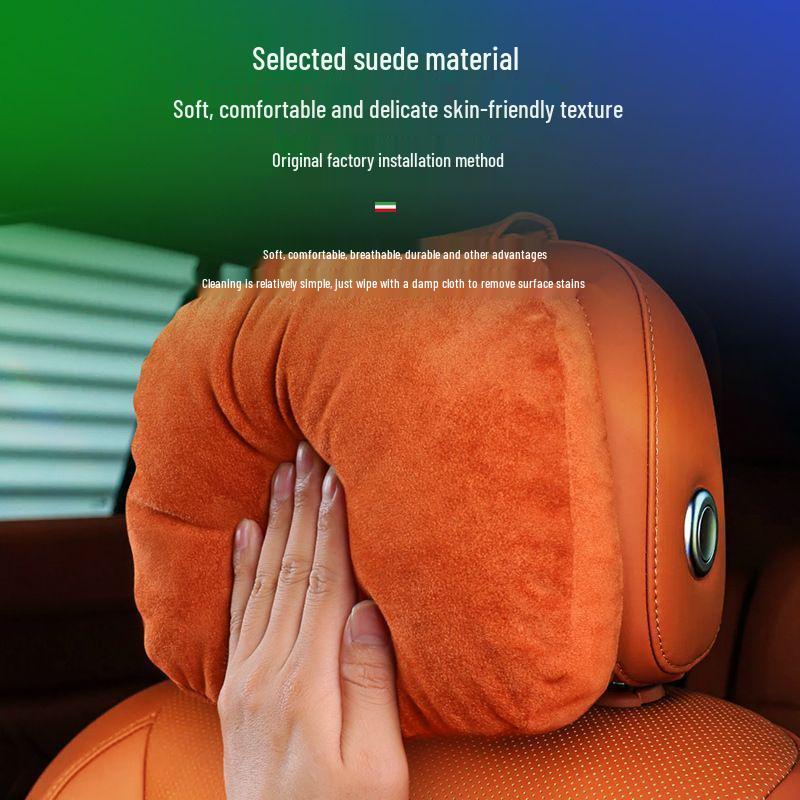 Chery Car Suede Neck and Lumbar Support Pillow - Universal Fit