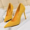 Women 9cm High Heels Pumps Stripper Flock Suede Plus Size Escarpins Lady Wedding Bridal Heels Escarpins Green Blue Yellow Shoes