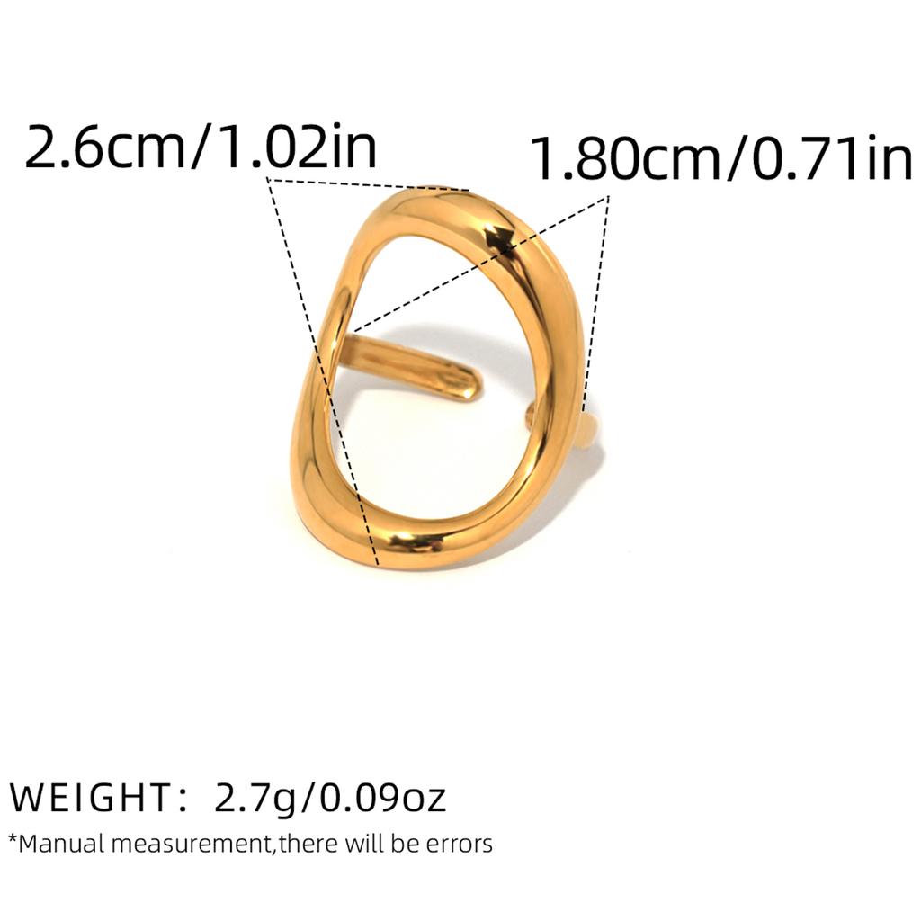 Minimalist Large Rings For Women Stainless Steel Gold Plated Waterproof Hip-hop Women's Finger Ring Aesthetic Jewelry