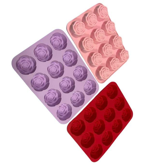 12 Grids Silicone Rose Ice Mold, Creative Party Ice Cube Mold, Easy Demoulding, Home-made Mold