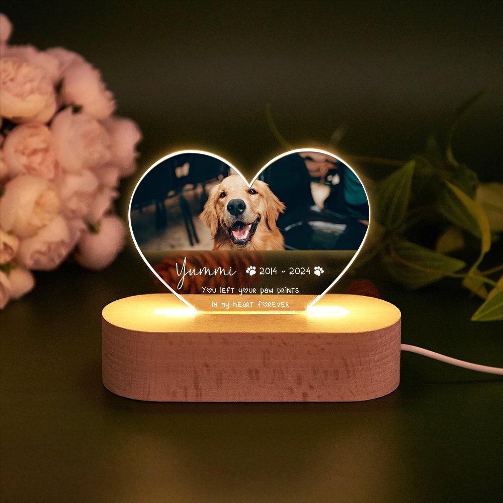

Custom Acrylic Dog Cat Portrait Lamp Personalized Pet Photo Text Glowing Decor Pet Memorial Comfort for Lost Pets Household Gift 3 colors base