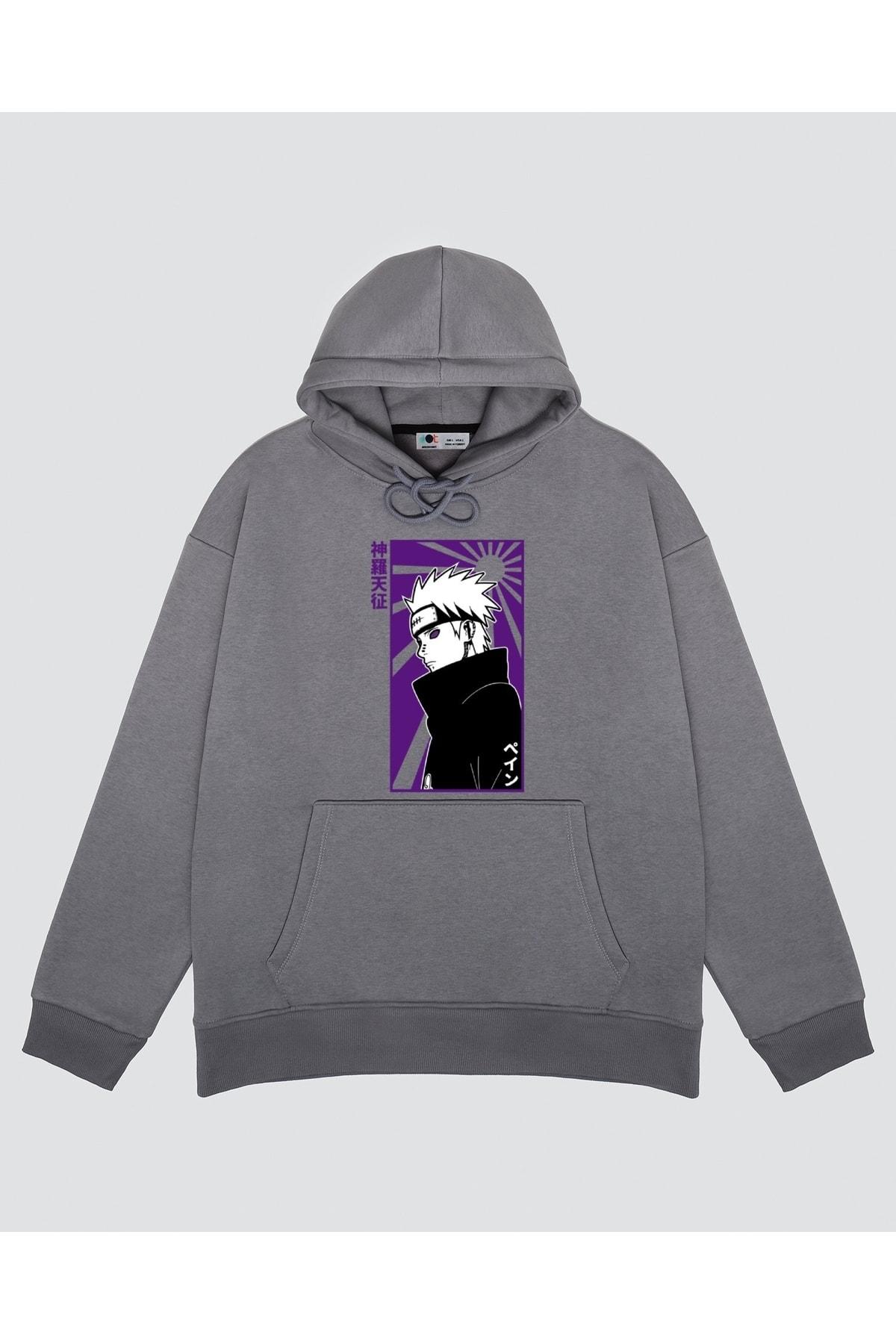 

Unisex Gri Kapşonlu Sweatshirt Pain Akatsuki