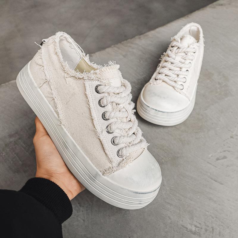 

2025 новый студенческий нишевый большеголовый старая пара холщовые туфли мужские спортивные тканевые туфли женские туфли повседневные мужские туфли X191 35 бежевый