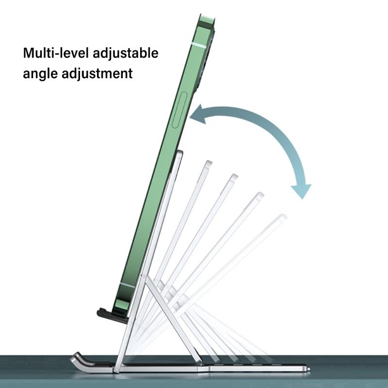 Adjustable Aluminum Folding Stand With Slip proof Silicone Pad For Smartphones Tablets 4-12Inch Easy Viewing