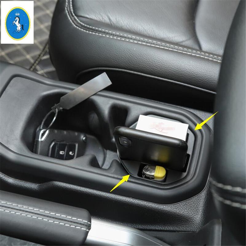 Black Plastic Car Front Seat Water Cup Holder Storage Container Box Cover Interior Accessories For Jeep Wrangler JL 2018 -
