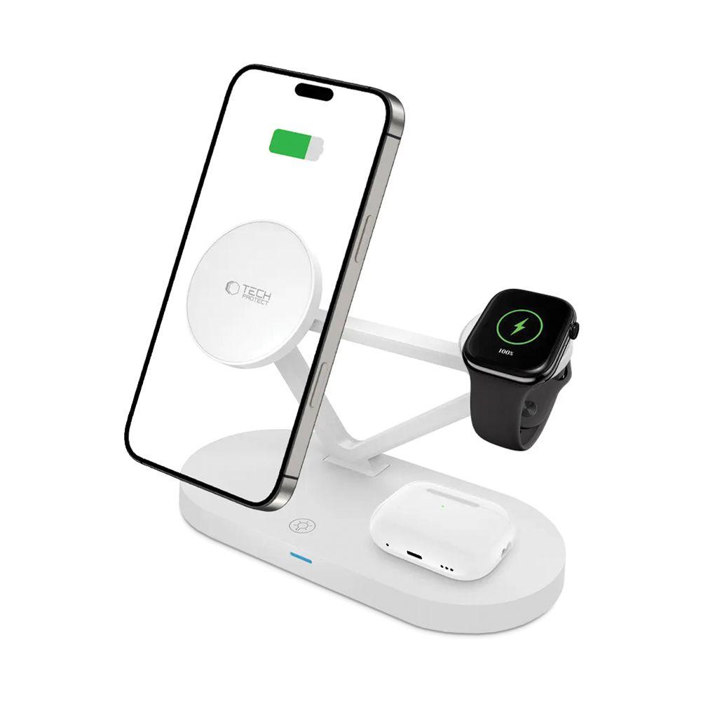 Tech-Protect Qi15W-A41 3In1 Magnetic Magsafe Wireless Charger White