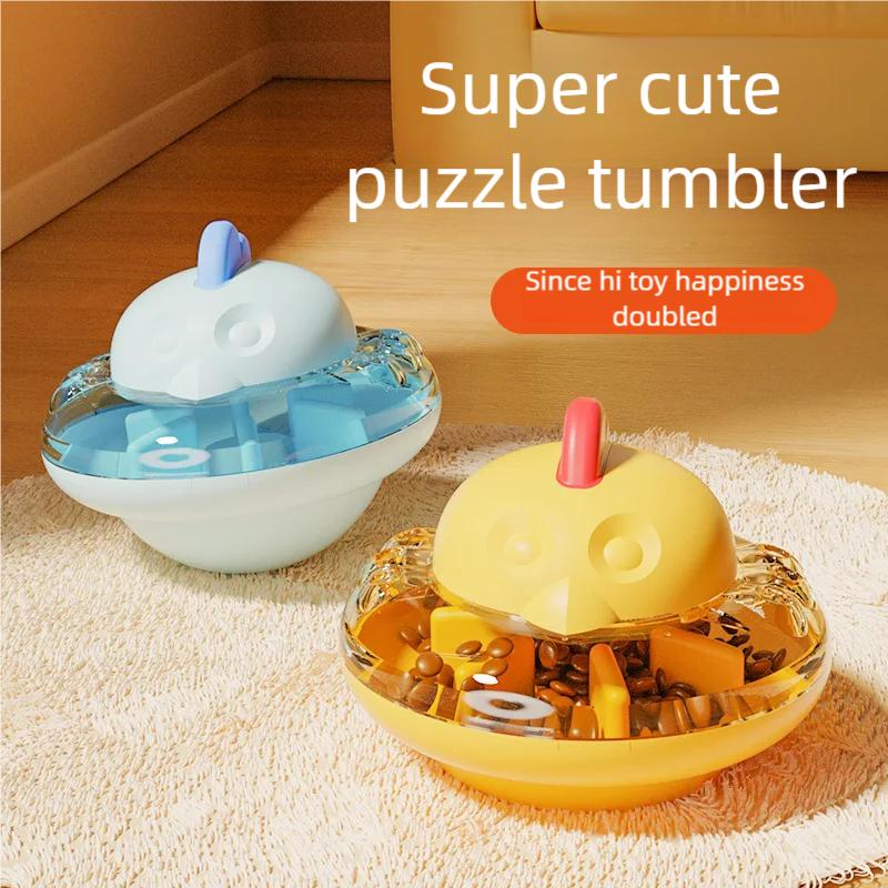 Chicken Shaped Cat Treat Dispenser Toy Adjustable Hole Slow Feeder Healthy Eating Interactive Pet Toy Easy Clean for Cats Dogs
