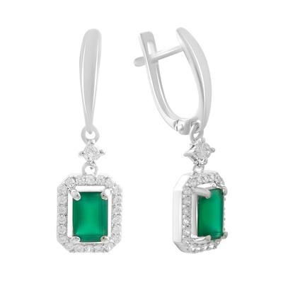 Silberohrringe mit natürlichem Achat 3,036 Karat, Zirkonia (2208259)
