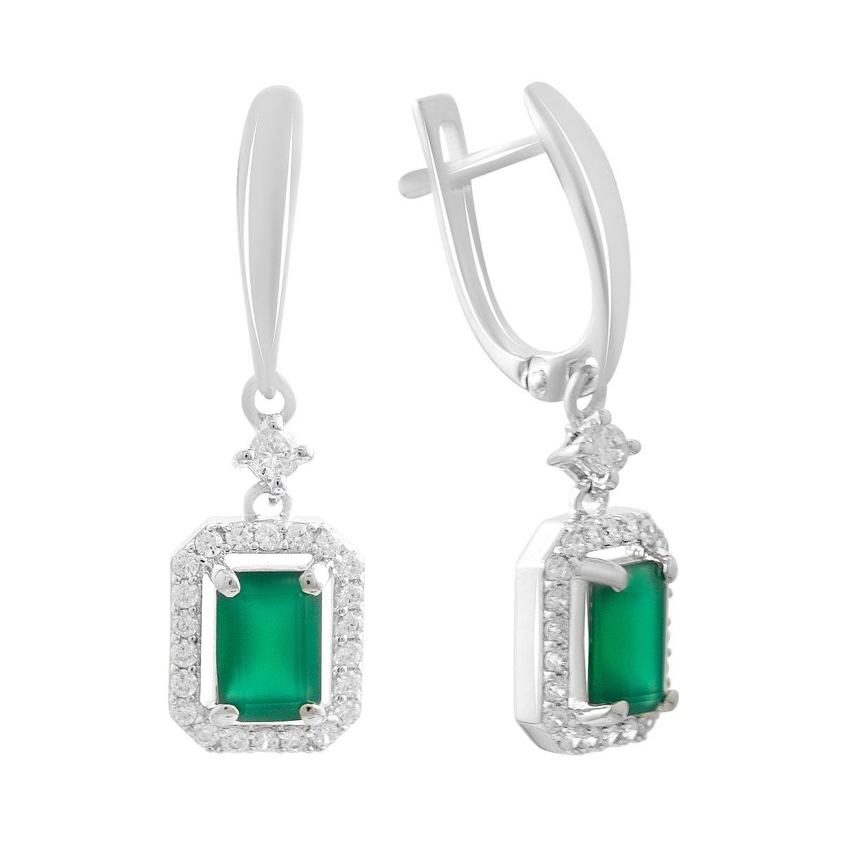 

Серебряные серьги с натуральным агатом 3.036ct, фианитами (2208259) смарагдовий