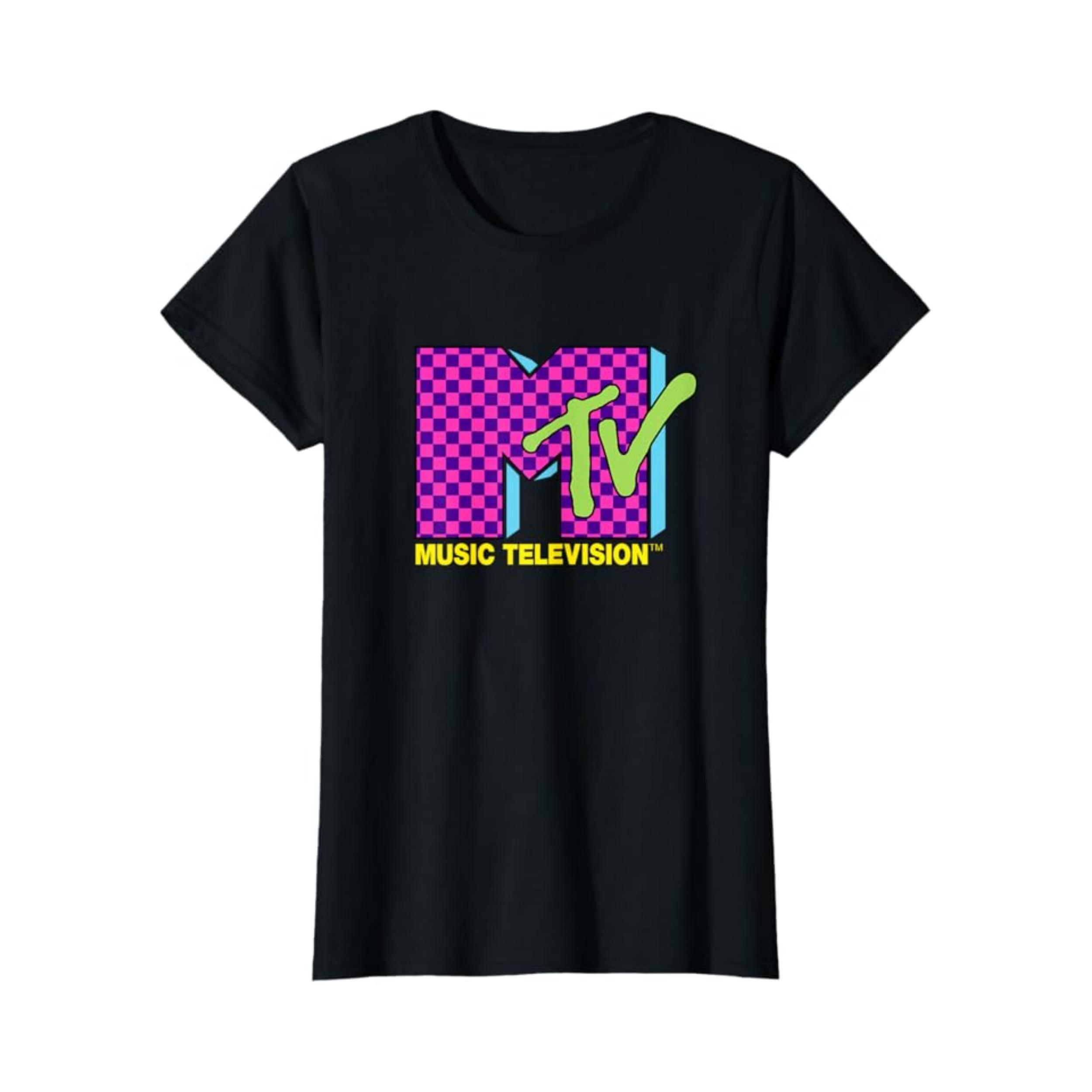 

MTV Music Television Retro 80 s Neon Pink Checkerboard Logo T-Shirt 100% Cotton New T-Shirt Short Sleeve Fall Tee Top 01232 4XL