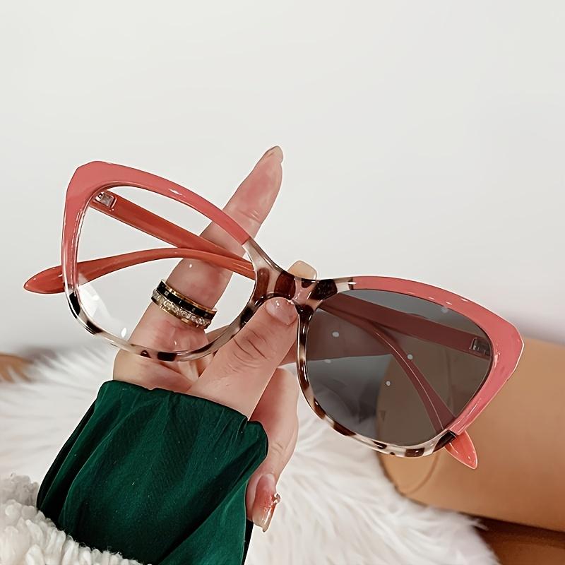 1Pcs New Photochromic Anti Blue Light Glasses Simple Day And Night Dual-Use Metal Cat Eye Frame Women'S Fashionable Glasses